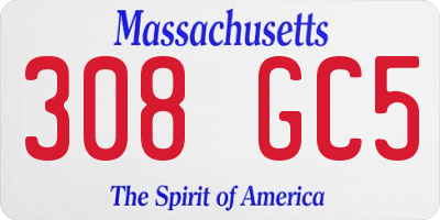 MA license plate 308GC5