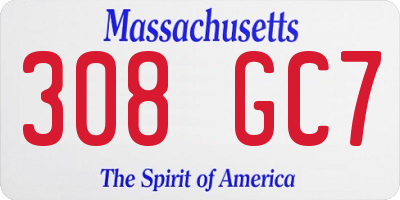 MA license plate 308GC7