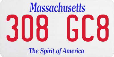 MA license plate 308GC8