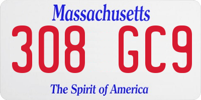MA license plate 308GC9