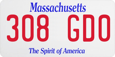 MA license plate 308GD0
