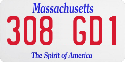 MA license plate 308GD1