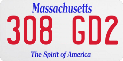 MA license plate 308GD2