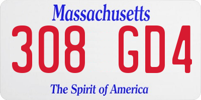 MA license plate 308GD4