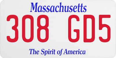 MA license plate 308GD5