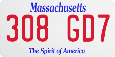 MA license plate 308GD7