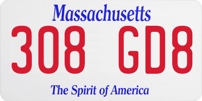 MA license plate 308GD8