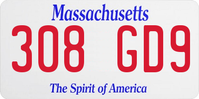 MA license plate 308GD9