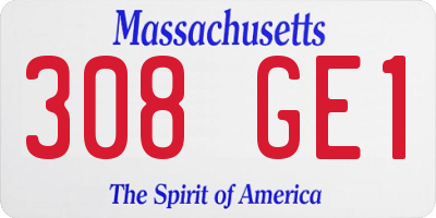 MA license plate 308GE1