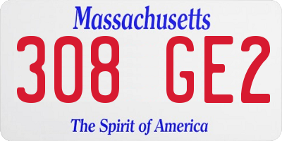 MA license plate 308GE2