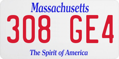MA license plate 308GE4