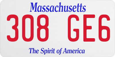 MA license plate 308GE6