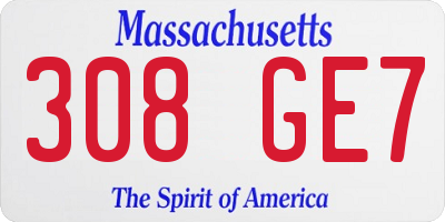MA license plate 308GE7