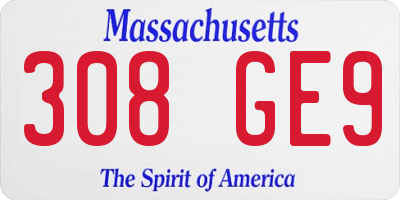 MA license plate 308GE9