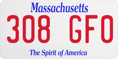 MA license plate 308GF0