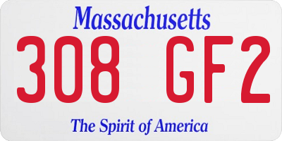 MA license plate 308GF2