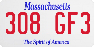 MA license plate 308GF3