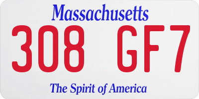 MA license plate 308GF7