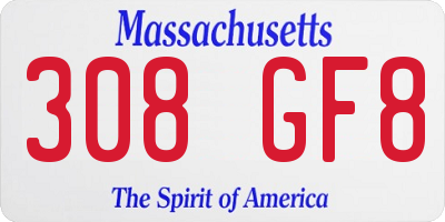 MA license plate 308GF8