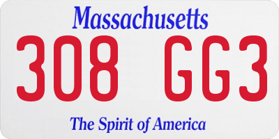 MA license plate 308GG3