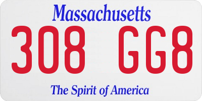 MA license plate 308GG8