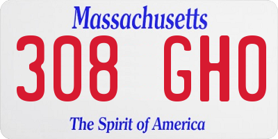 MA license plate 308GH0