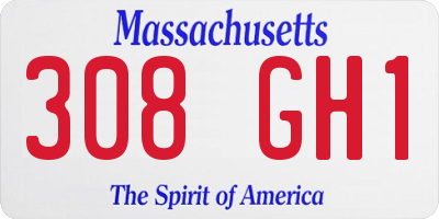 MA license plate 308GH1