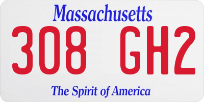 MA license plate 308GH2