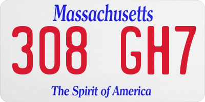 MA license plate 308GH7