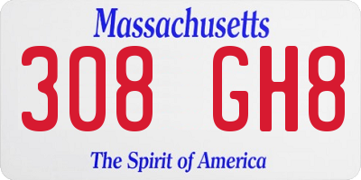MA license plate 308GH8