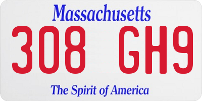 MA license plate 308GH9