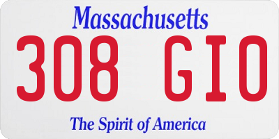 MA license plate 308GI0