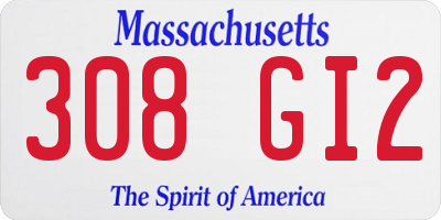 MA license plate 308GI2
