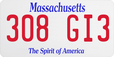 MA license plate 308GI3
