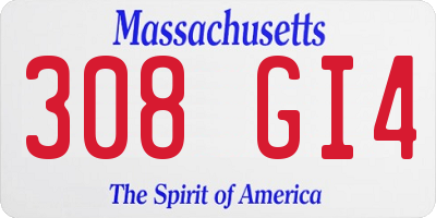 MA license plate 308GI4