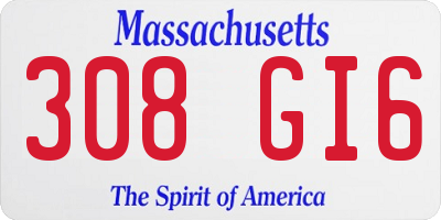 MA license plate 308GI6