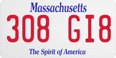 MA license plate 308GI8