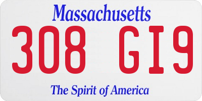 MA license plate 308GI9