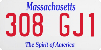 MA license plate 308GJ1