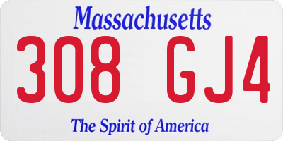 MA license plate 308GJ4