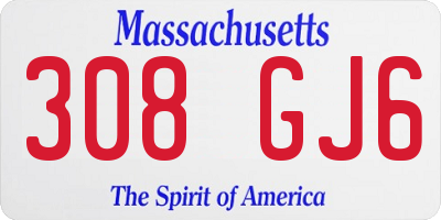 MA license plate 308GJ6