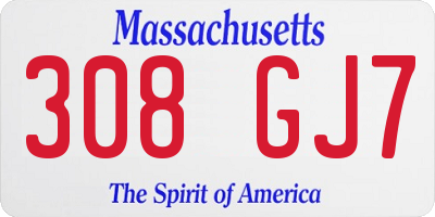 MA license plate 308GJ7