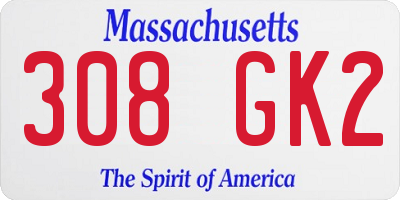 MA license plate 308GK2
