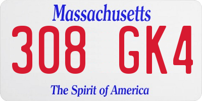 MA license plate 308GK4
