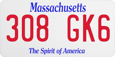 MA license plate 308GK6