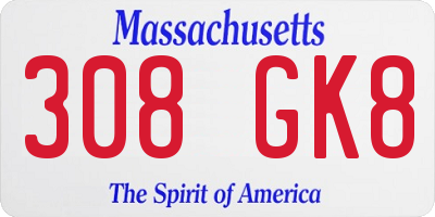 MA license plate 308GK8