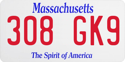 MA license plate 308GK9