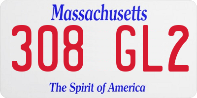 MA license plate 308GL2