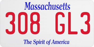 MA license plate 308GL3
