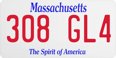 MA license plate 308GL4
